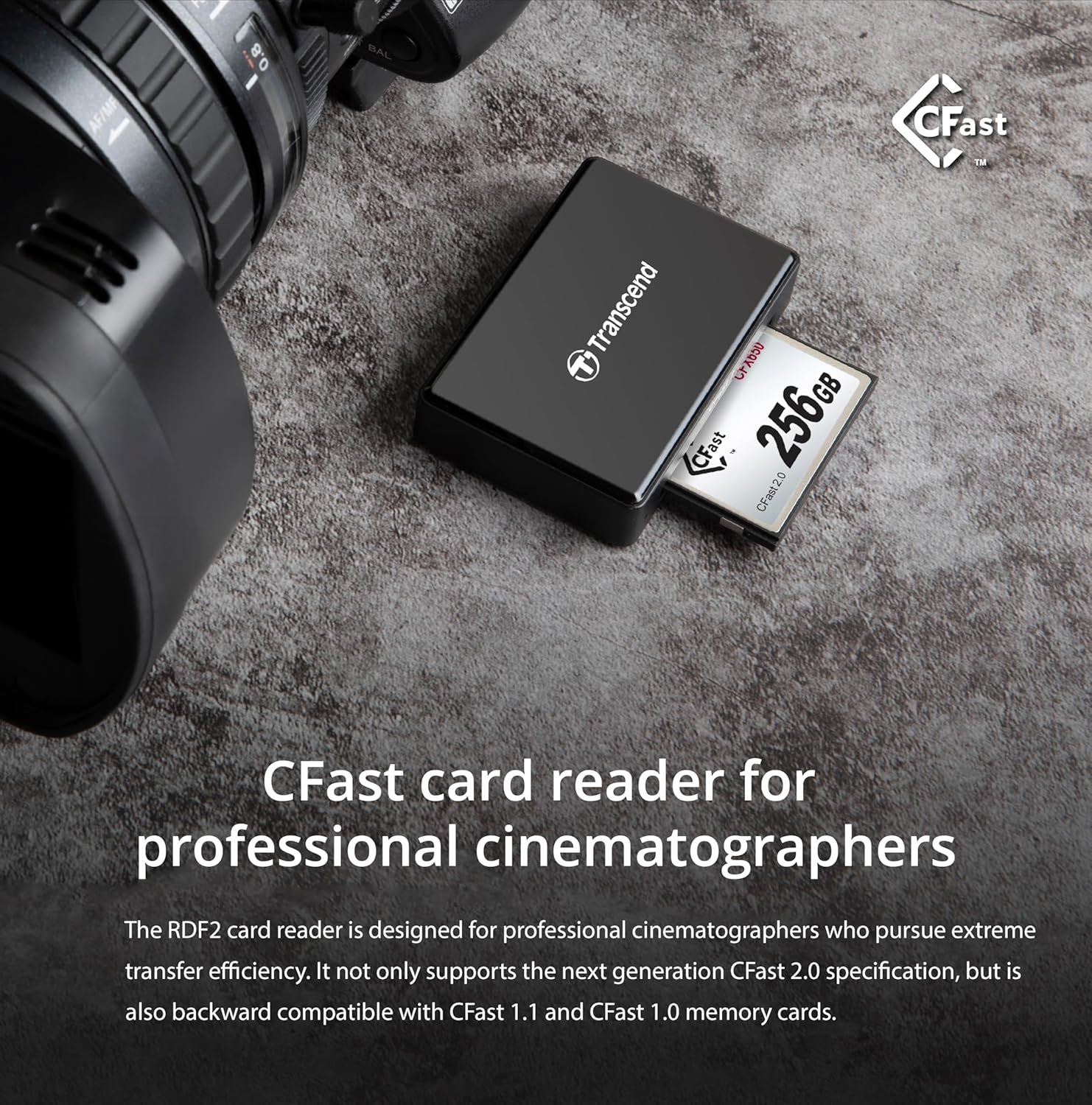 Transcend USB 3.1 Gen 1 Card Reader Ideal for High Resolution Video, Raw Image Transfer and Post-Production, Black - TS-RDF2 - Image 5