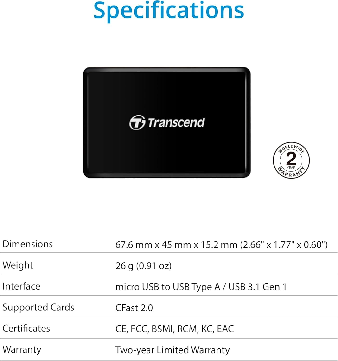 Transcend USB 3.1 Gen 1 Card Reader Ideal for High Resolution Video, Raw Image Transfer and Post-Production, Black - TS-RDF2 - Image 7