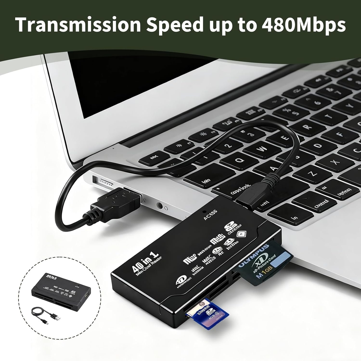 USB 2.0 Memory Card Reader, 6 in 1 Universal Multi Card Reader for SD, SDHC, TF, CF, XD, M2, Mini SD, Adapter for Fast Data Transfer on PC Laptop Windows Mac OS Linux - Image 7