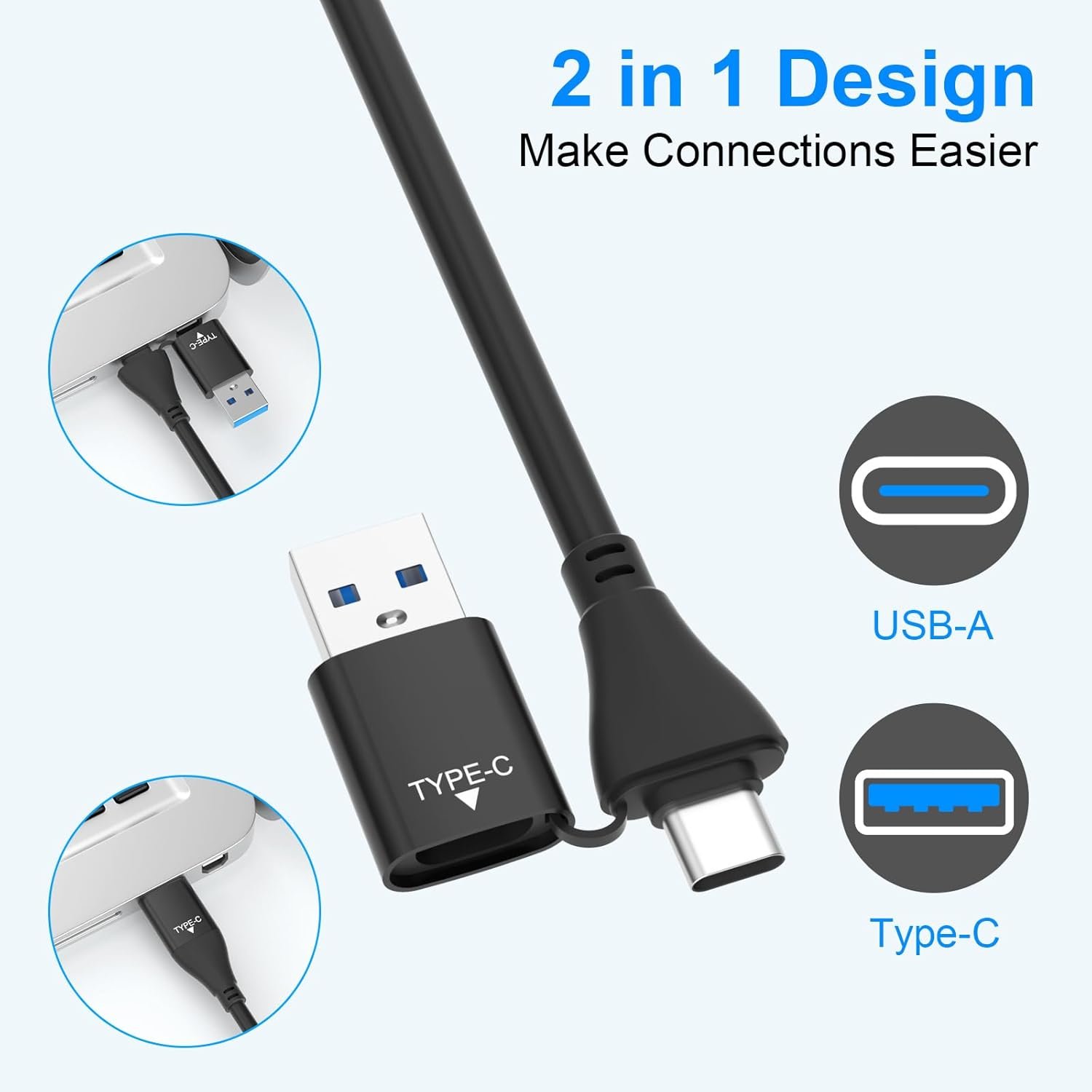 USB3.0 Multiple Card Reader, 7 in 1 USB and USB C 3.0 for SD TF Micro SD CF MS MMC Card, Supports 5Gbps High Speed SD/TF/Micro SD/CF/MS/XD Card Reader Simultaneous Reading of 5 Cards - Image 5