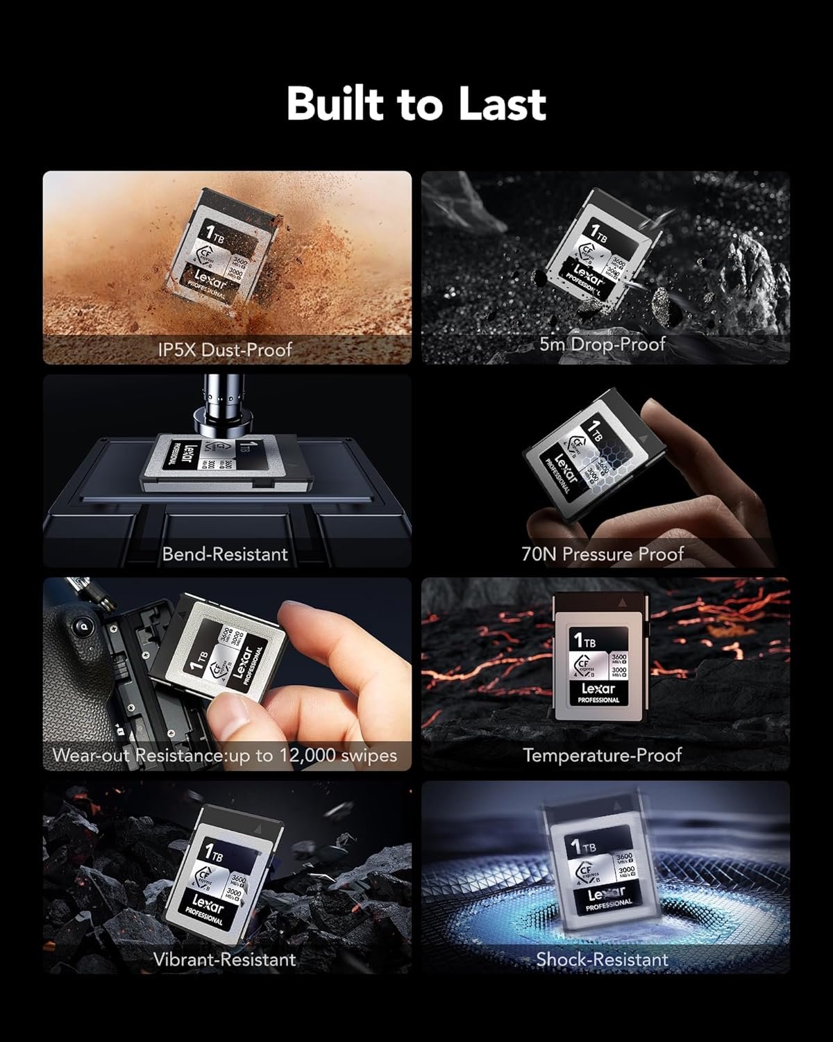 Lexar Professional CFexpress 4.0 Type B Silver Series 1TB, Tybe B Card Up to 3600MB/s Read/2600MB/s Write CF Memory Card for 8K Raw/DSLR Video Backlight with XQD Camera - Image 7