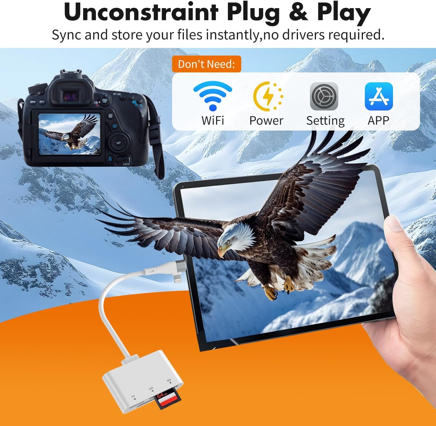 XD Card Reader, Lightning / USB-C Card Reader for iPhone, 3 in 1 SD/TF/XD Adapter for iPhone 17/16/15/14/Macbook/Android/PC, Compatible with Olympus xD Image Card Reader - Image 7