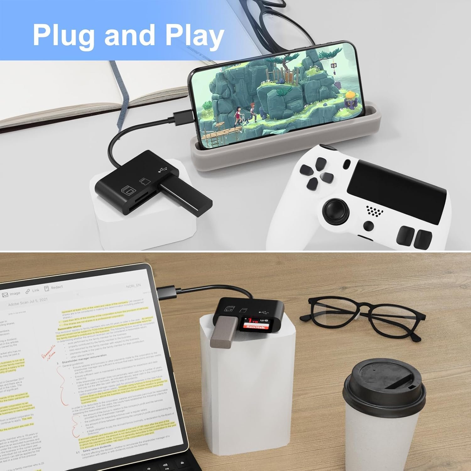 USB C to SD/Micro/TF Card Reader Adapter with USB 2.0 Compatible for Samsung, MacBook, Laptop, Tablet and Type C Devices - Image 5