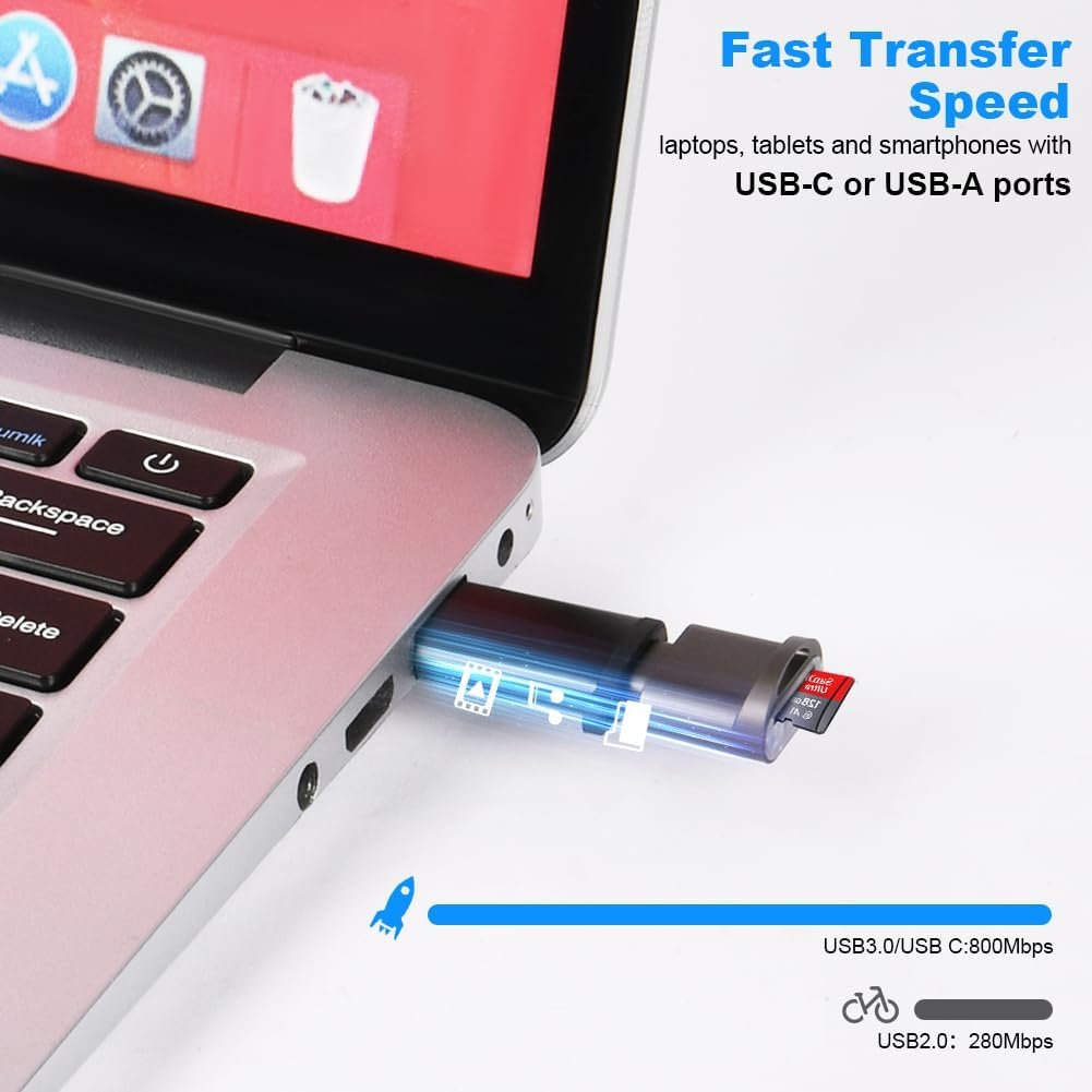AXFEE Micro SD USB-C Card Reader, TF Card Reader for Micro SDXC SDHC Card Compatible with Galaxy Phones, Laptops, Macbook, Gray - Image 6