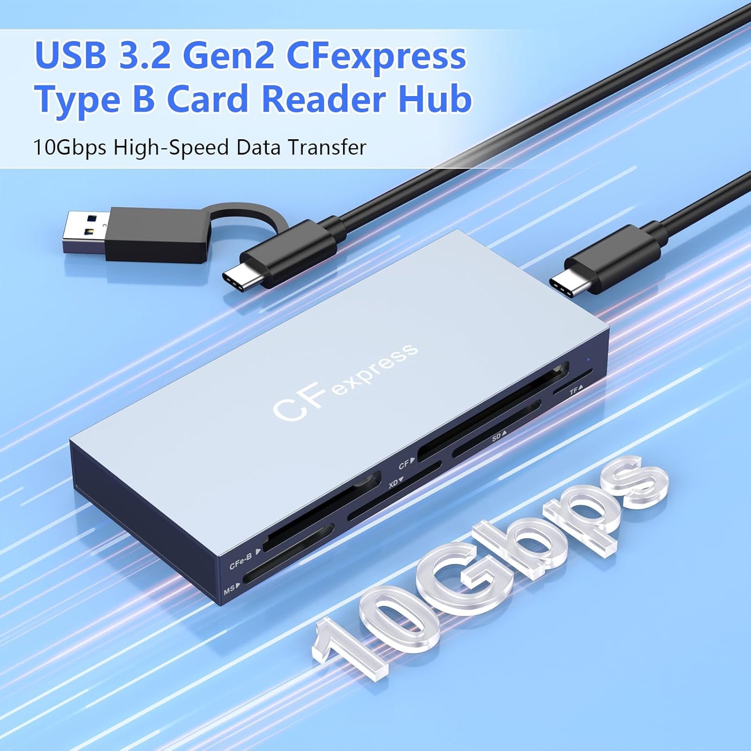 CFexpress Card Reader Type B 8 in 1, Multiple CF Express Reader for CFexpress Reader Type B/CF/XD/MS/TF/SD, CFexpress Reader Adapter Type B for Windows/Mac/Linux/Android - Image 5