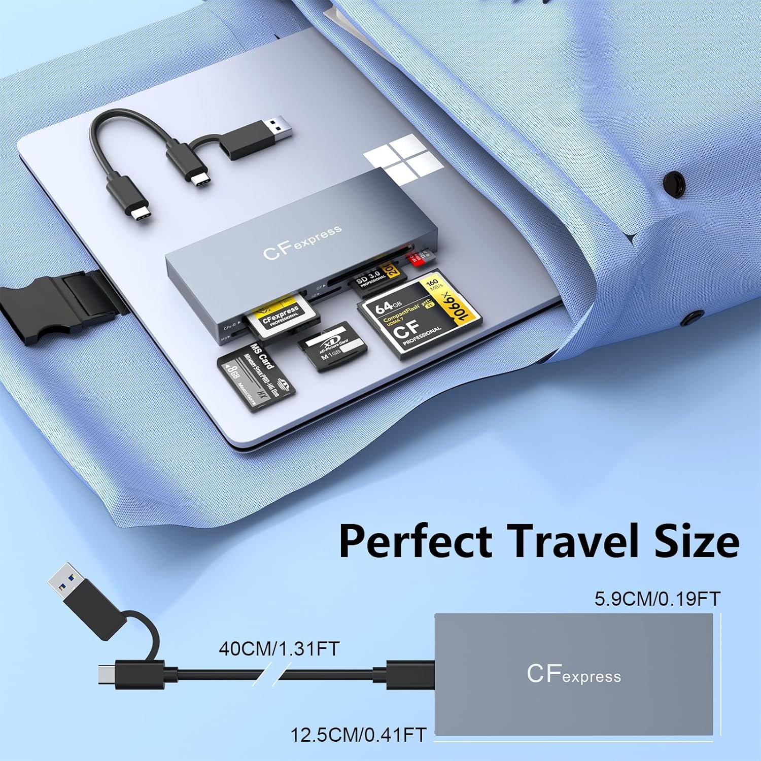 CFexpress Card Reader Type B 8 in 1, Multiple CF Express Reader for CFexpress Reader Type B/CF/XD/MS/TF/SD, CFexpress Reader Adapter Type B for Windows/Mac/Linux/Android - Image 10