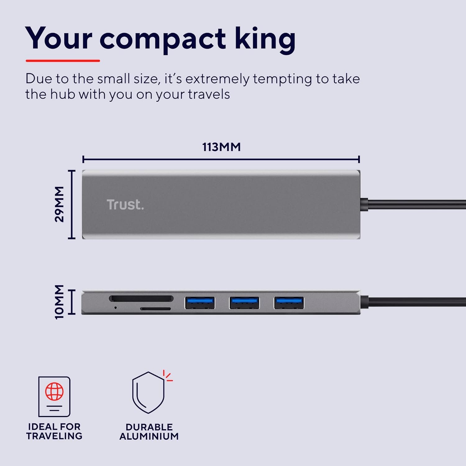 Trust Halyx USB-C Fast Hub and Card Reader, 5Gbps with USB 3.2 Gen 1, SD Card Reader and Micro-SD 104MB/s, (Micro) SD, SDHC and SDXC up to 2TB, PC/Laptop/Macbook/Chromebook - Image 6