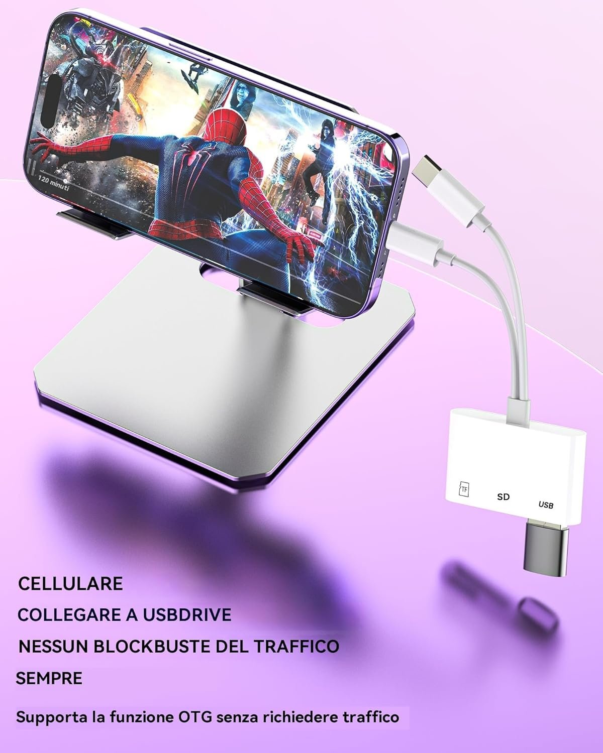 USB C Lightning to SD Card Reader Adapter Micro SD Card for Apple iPhone 15 for iPad MacBook Pro Compatible for Samsung Memory USB 3.0 OTG Camera Memory Reader Cable - Image 3