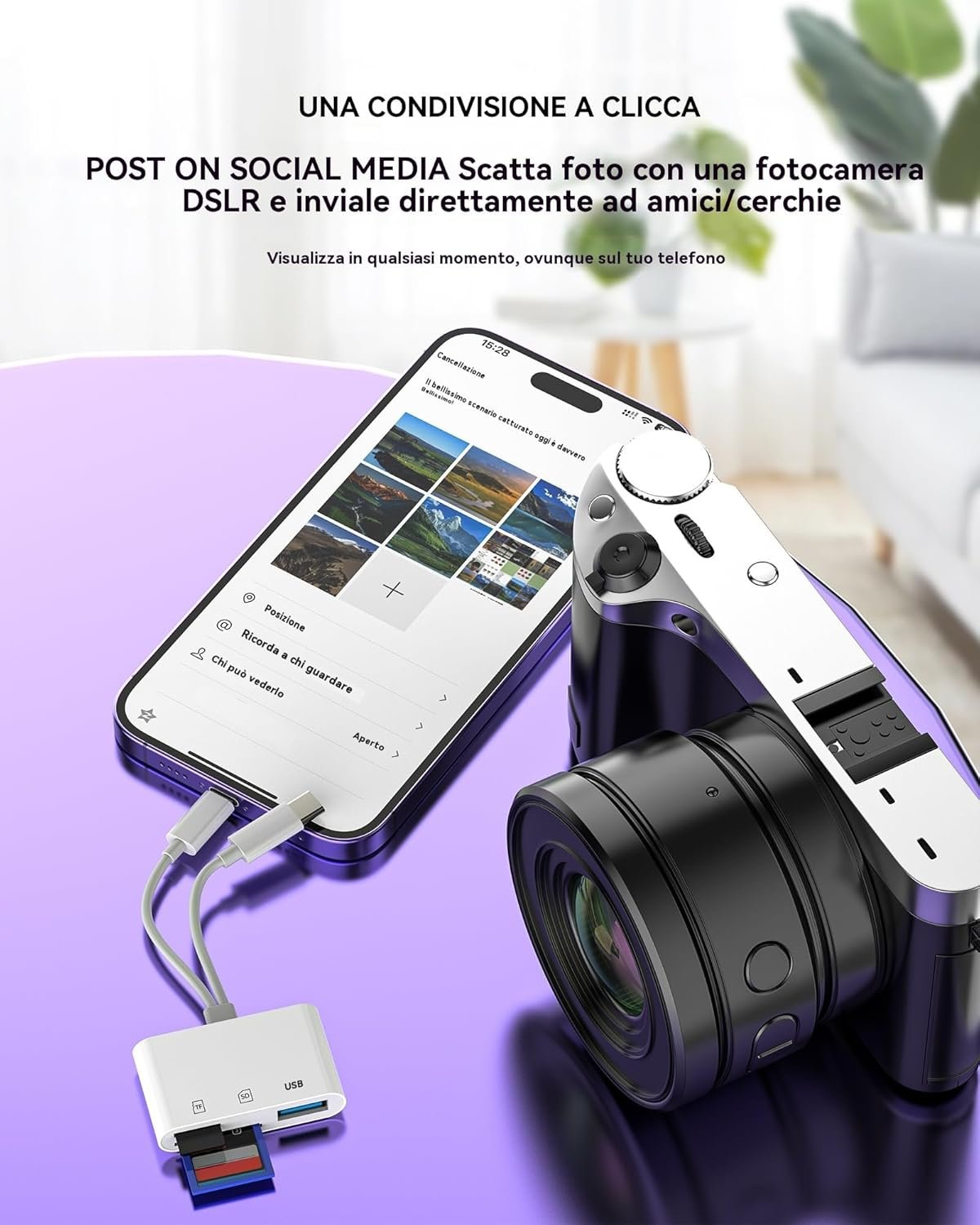 USB C Lightning to SD Card Reader Adapter Micro SD Card for Apple iPhone 15 for iPad MacBook Pro Compatible for Samsung Memory USB 3.0 OTG Camera Memory Reader Cable - Image 5