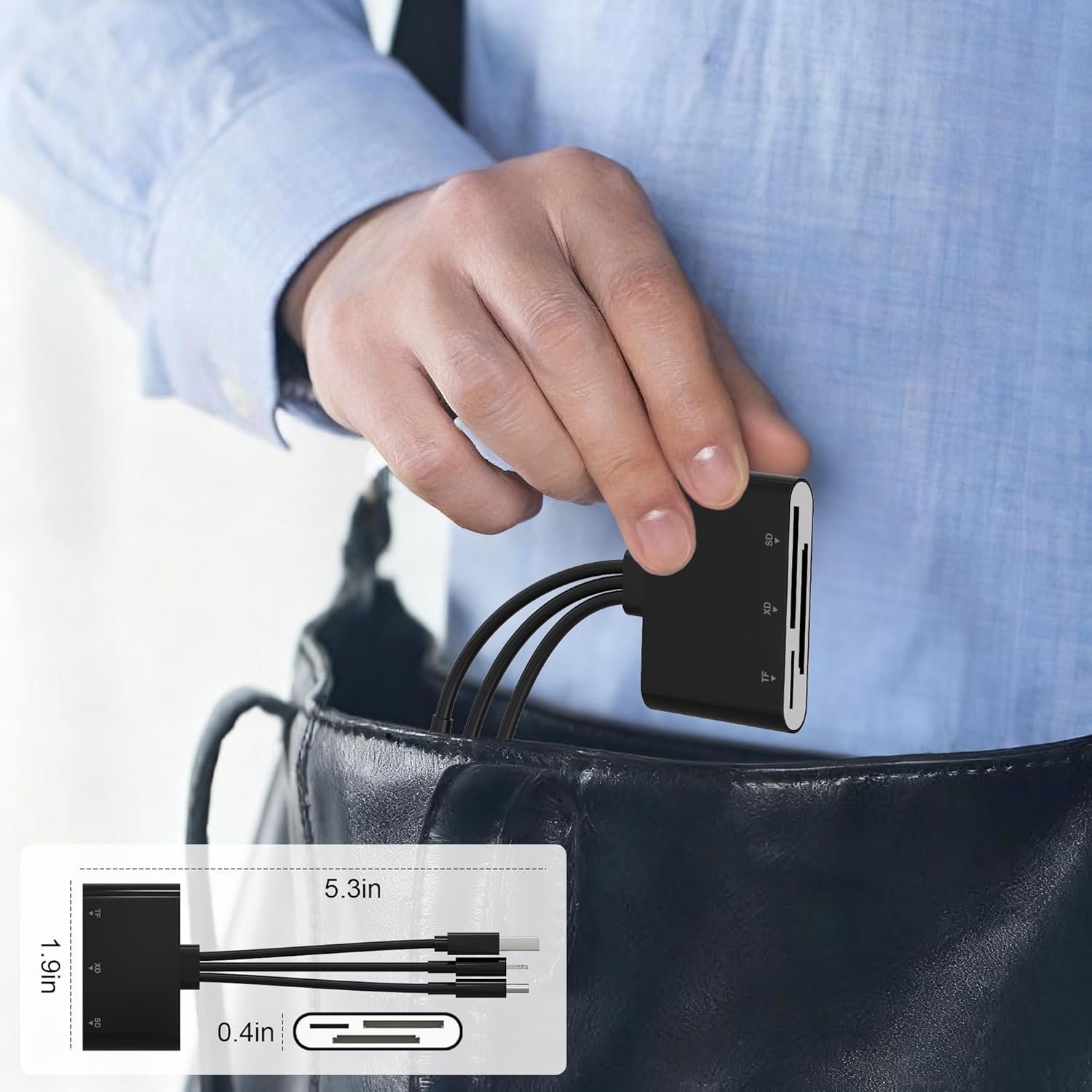 Lettore Schede XD, Adattatore SD per iPhone, Adattatore Schede di Memoria SD/TF/XD 3 in 1 per Dispositivi Lightning/USB C/USB A, Lettore TF Card per iPhone 17/16/15/14, iPad, MacBook, Android, PC - Image 8