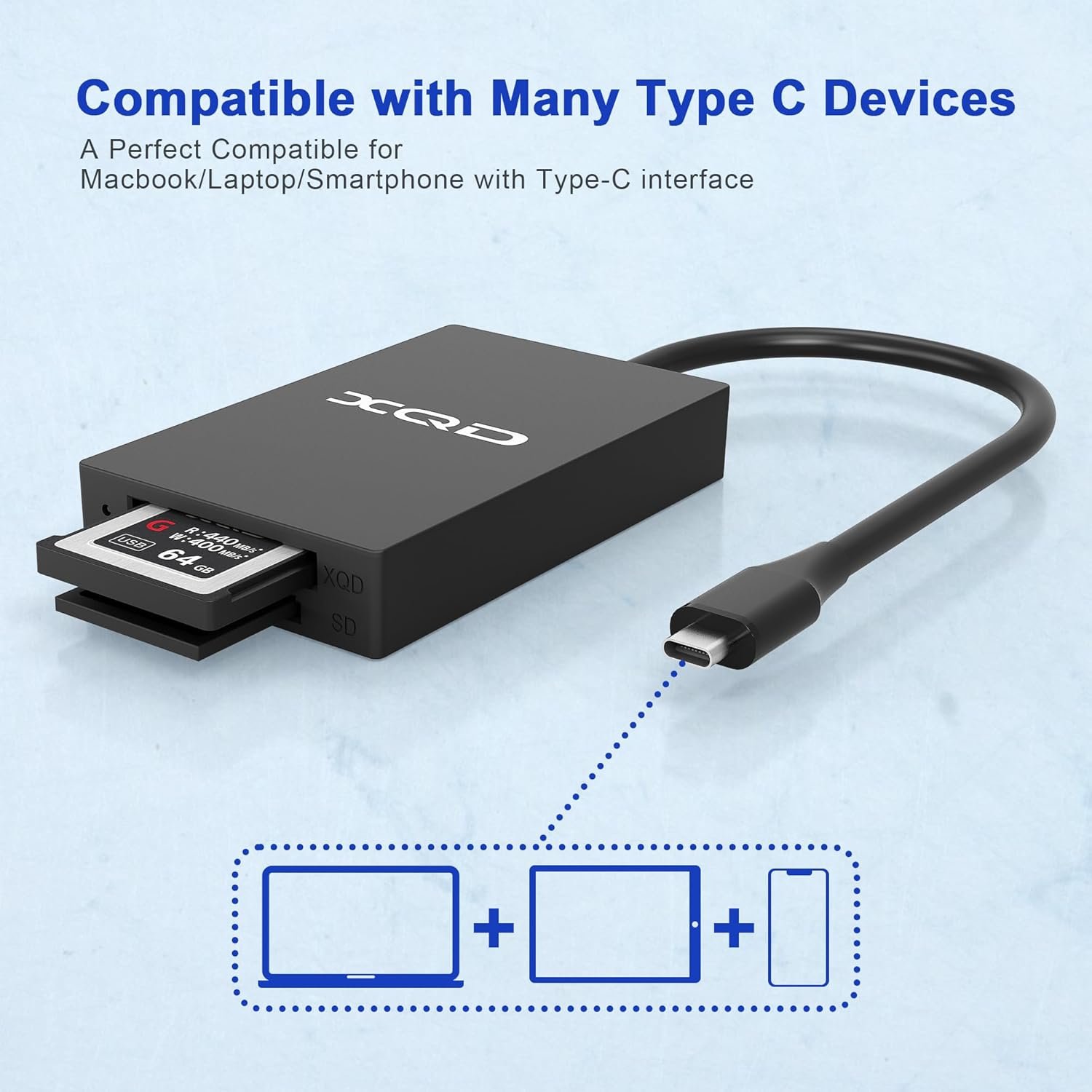 XQD USB C Card Reader XQD/SD Reader Memory Card Reader - 5Gpbs XQD Type C Reader Support Sony G/M Series, Lexar Card 2933x/1400x USB Mark XQD, SD Card for Windows/Mac OS - Image 4