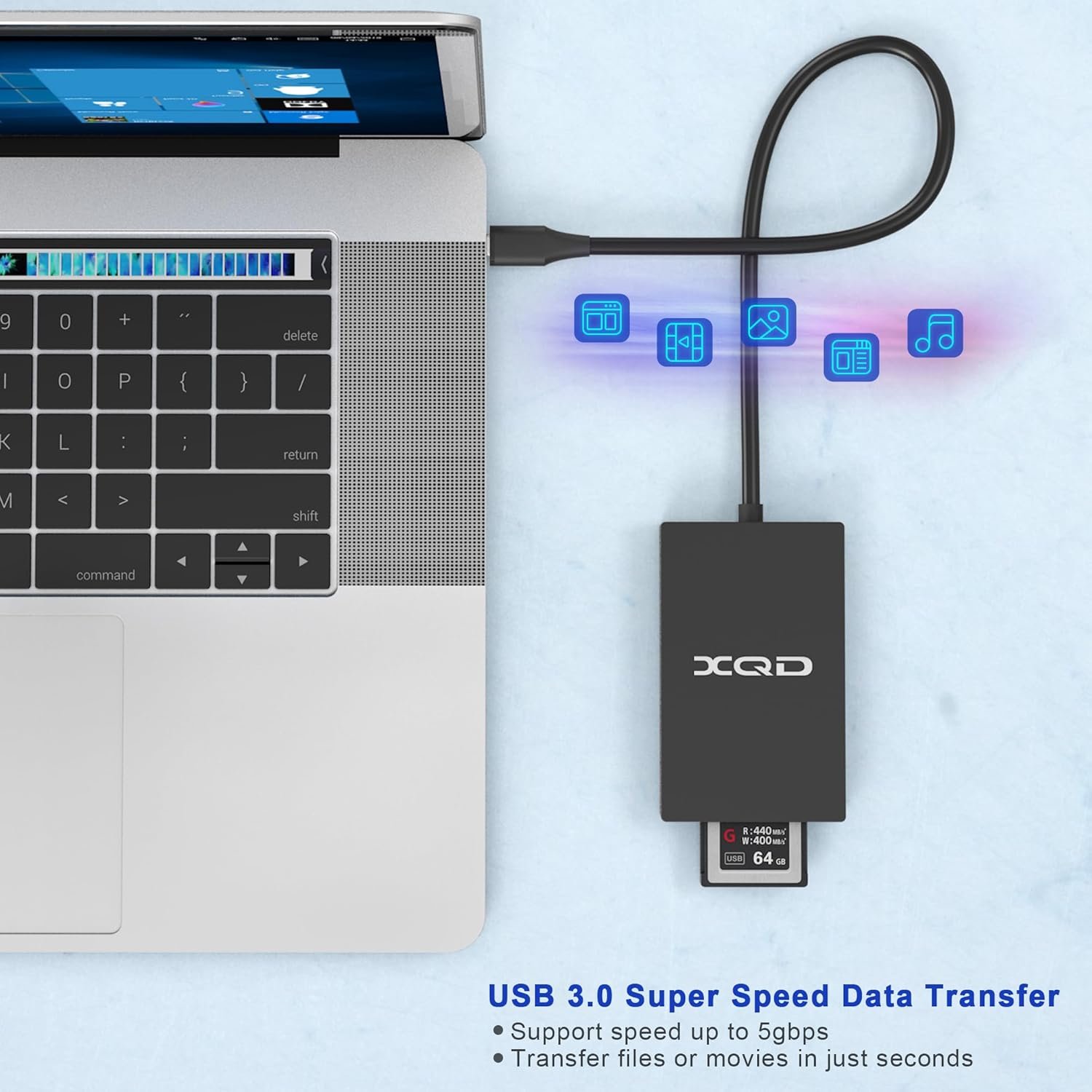XQD USB C Card Reader XQD/SD Reader Memory Card Reader - 5Gpbs XQD Type C Reader Support Sony G/M Series, Lexar Card 2933x/1400x USB Mark XQD, SD Card for Windows/Mac OS - Image 5