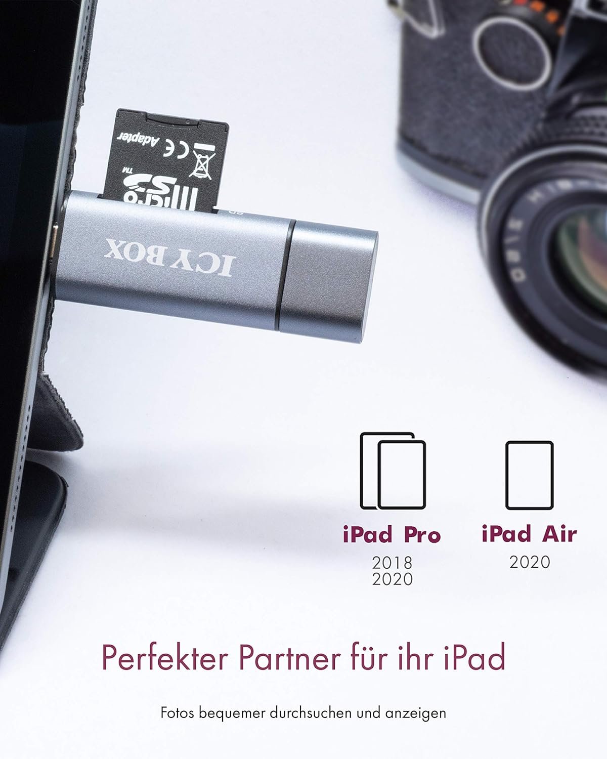 ICY BOX - USB OTG Card Reader for Android Smartphones and Tablets, SD and Micro SD, 3 USB Ports (USB-C, USB-A, Micro USB), External, Grey - Image 6