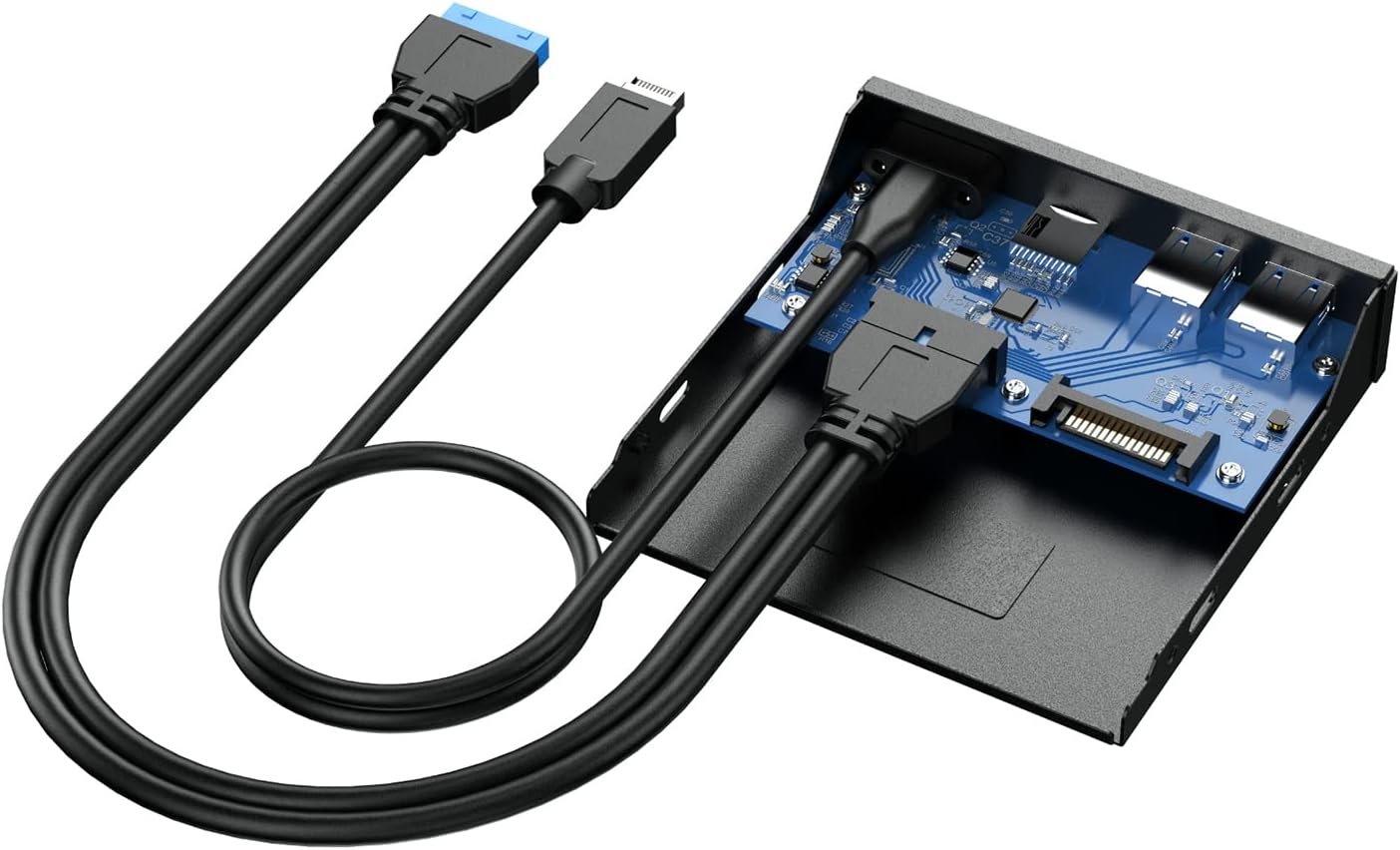 GRAUGEAR | Multi Faceplate | 2xUSB-C & 2xUSB-A HUB | SD/Micro SD Card Reader | Type-C USB 3.2 Gen2 2x2 20/Gbps | 6 Front Interfaces for 3.5 Inch | 19-Pin & A-Key 20-Pin | G-MP01CR - Image 12
