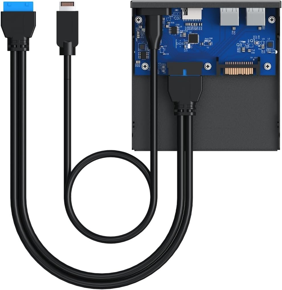 GRAUGEAR | Multi Faceplate | 2xUSB-C & 2xUSB-A HUB | SD/Micro SD Card Reader | Type-C USB 3.2 Gen2 2x2 20/Gbps | 6 Front Interfaces for 3.5 Inch | 19-Pin & A-Key 20-Pin | G-MP01CR - Image 13