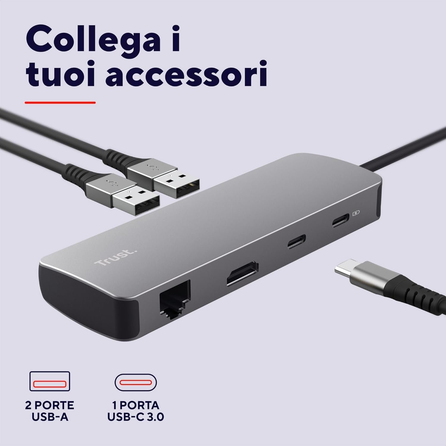 Trust Vylor USB C Hub 8-in-1 HDMI Adapter 4K@60Hz, Gigabit Ethernet, MicroSD/SD Card Reader, USB-C USB-A, 100W Charging Port, Docking Station PC Laptops Dell HP MacBook - Image 5