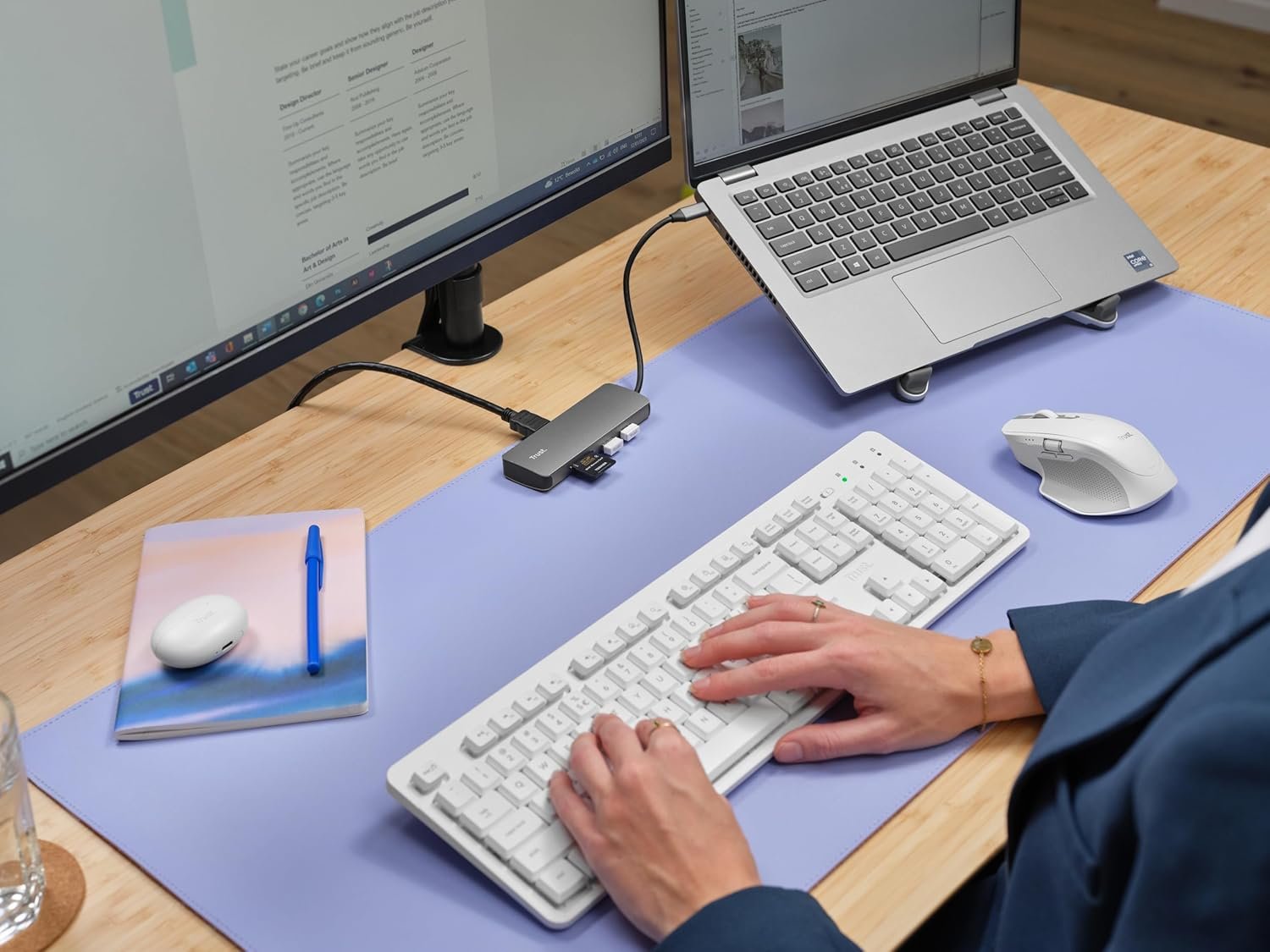 Trust Vylor USB C Hub 8-in-1 HDMI Adapter 4K@60Hz, Gigabit Ethernet, MicroSD/SD Card Reader, USB-C USB-A, 100W Charging Port, Docking Station PC Laptops Dell HP MacBook - Image 10