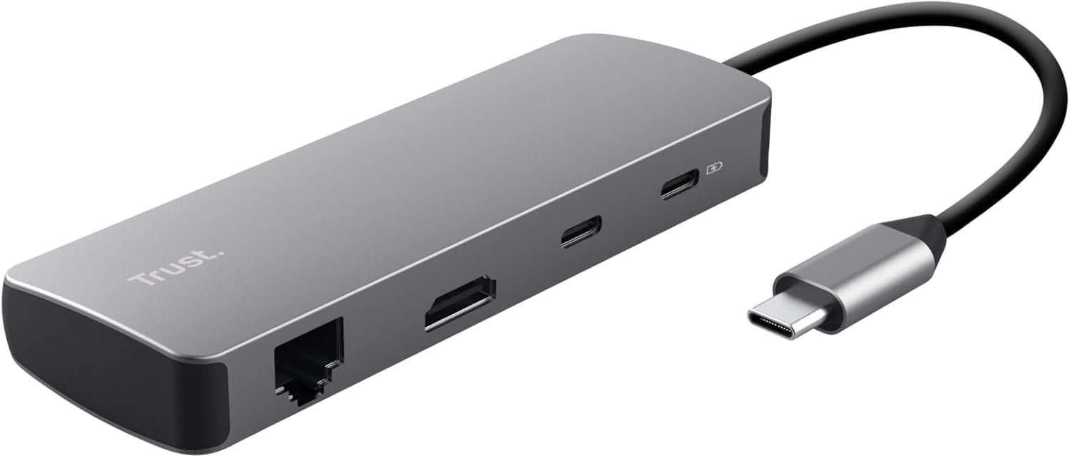 Trust Vylor USB C Hub 8-in-1 HDMI Adapter 4K@60Hz, Gigabit Ethernet, MicroSD/SD Card Reader, USB-C USB-A, 100W Charging Port, Docking Station PC Laptops Dell HP MacBook - Image 11