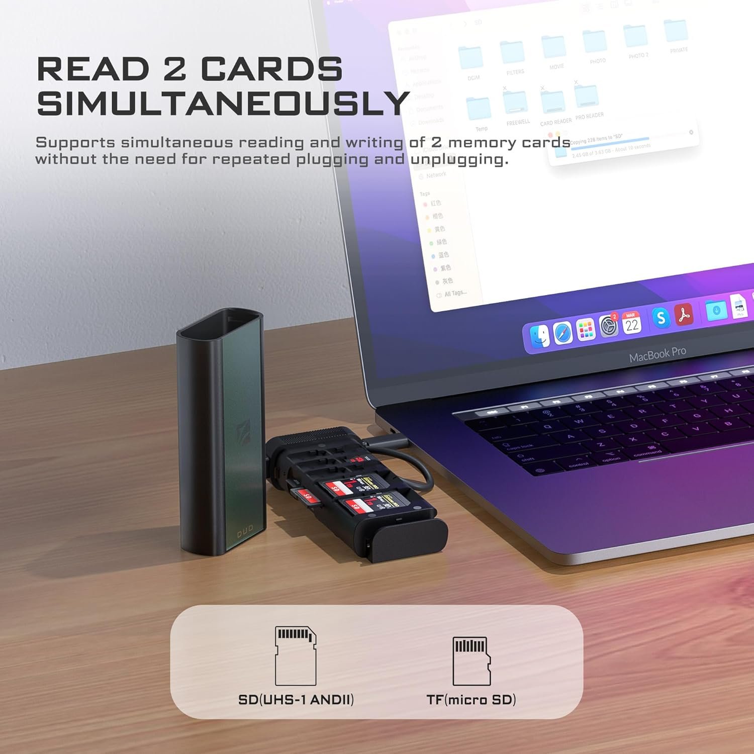 Freewell USB 3.2 Duo Reader SD Card Reader and Micro SD Card Holder for Professional Photographers and Videographers - Image 3