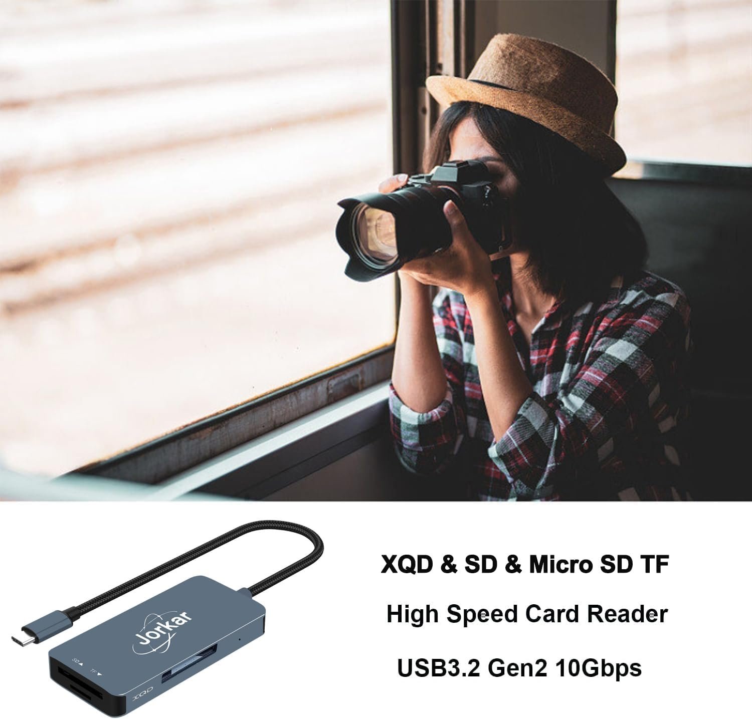 XQD 3 in 1 Card Reader, SD & Micro SD Reader, USB C for XQD Reader, Compatible with Sony Nikon Cameras (Not for CFexpress Cards) - Image 8