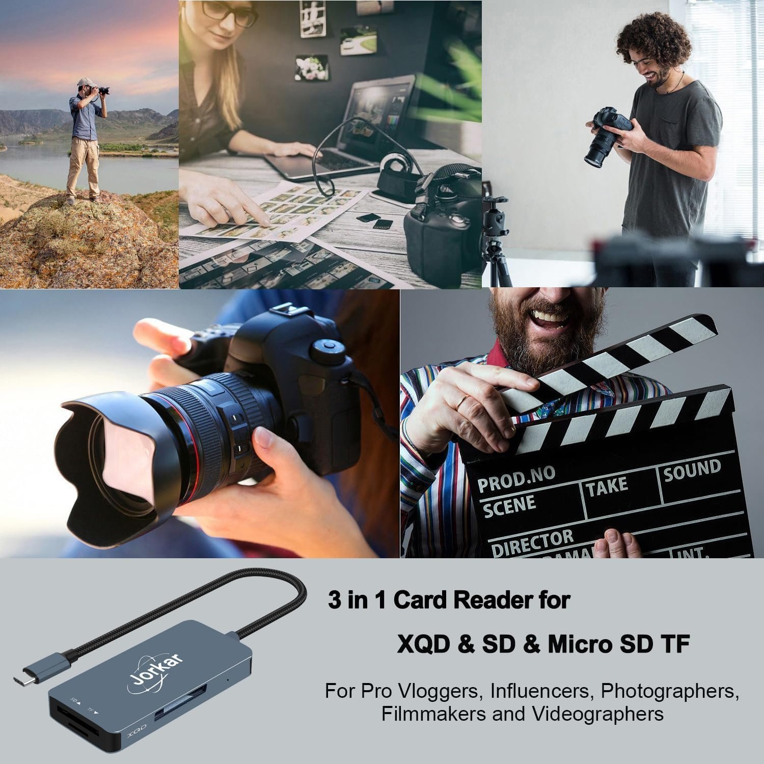 XQD 3 in 1 Card Reader, SD & Micro SD Reader, USB C for XQD Reader, Compatible with Sony Nikon Cameras (Not for CFexpress Cards) - Image 9