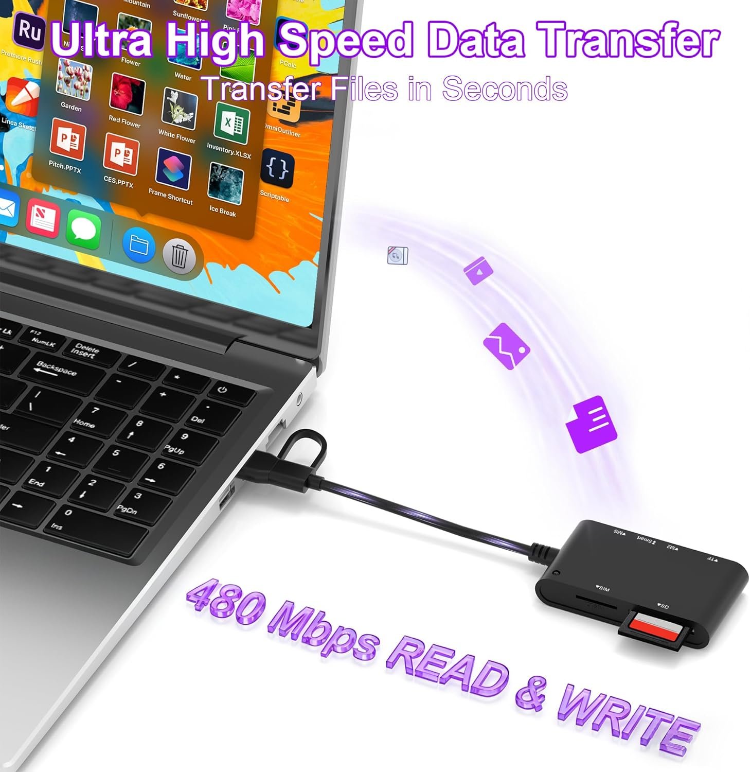 7 in 2 SIM Card Reader Compatible with Military CAC Cards, SIM Cards, SD/TF/MS Pro Duo/M2/IC/PIV Card Reader USB C/A Smart Card Reader Compatible with Windows/Mac/Linux/Android Systems - Image 5