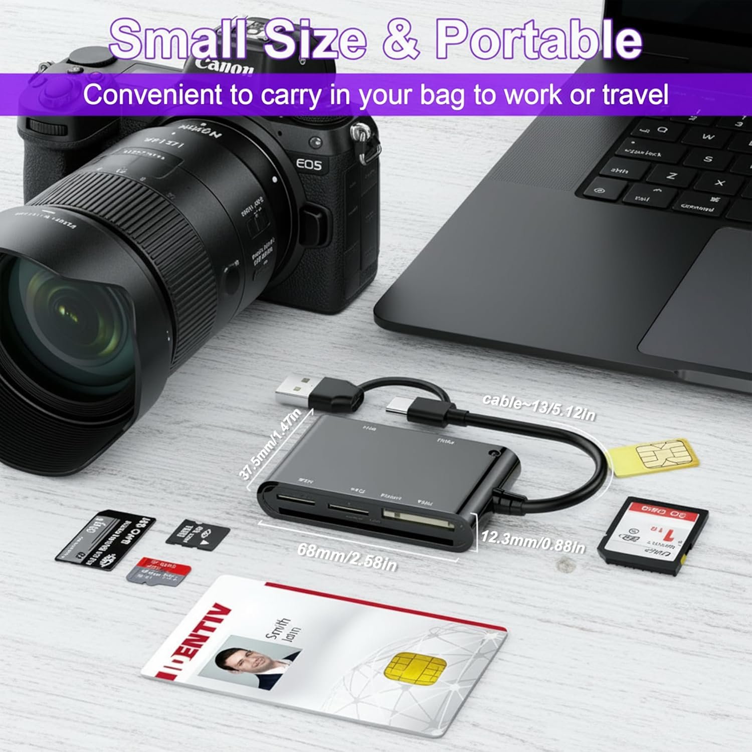 7 in 2 SIM Card Reader Compatible with Military CAC Cards, SIM Cards, SD/TF/MS Pro Duo/M2/IC/PIV Card Reader USB C/A Smart Card Reader Compatible with Windows/Mac/Linux/Android Systems - Image 7