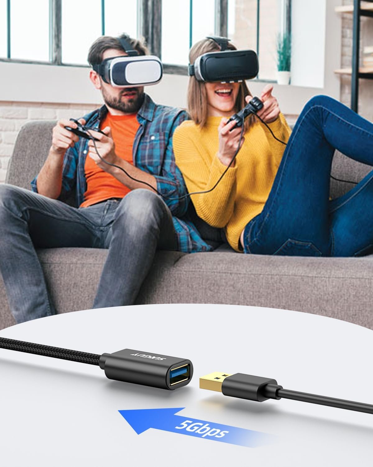 SUNGUY USB 3.0 Extension Cable, 3 Meters 5Gbps Male to Female for Flash Drive, Hub, Card Reader, Keyboard, Printer, Scanner, Camera - Black - Image 6