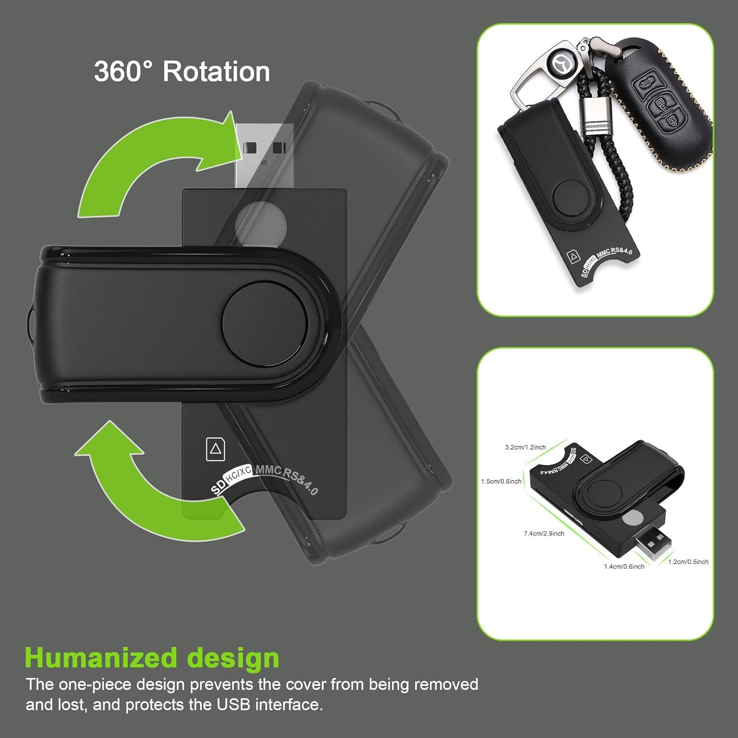 4 in 1 Smart Card Reader Health Card Reader SIM Card Reader Support Digital Signature SD Card Reader and Micro SD Reader SIM Card Reader for CAC/SIM/ID/IC/Chip Card (E-Tax) - Image 8