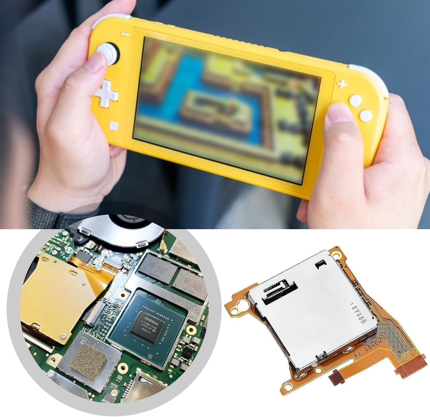 Game Host Card Slot Game Card Reader Slot Module Replacement Part Compatible with Nintendo Switch Lite HDH-001 HDH01 Metal Card Reader - Image 4