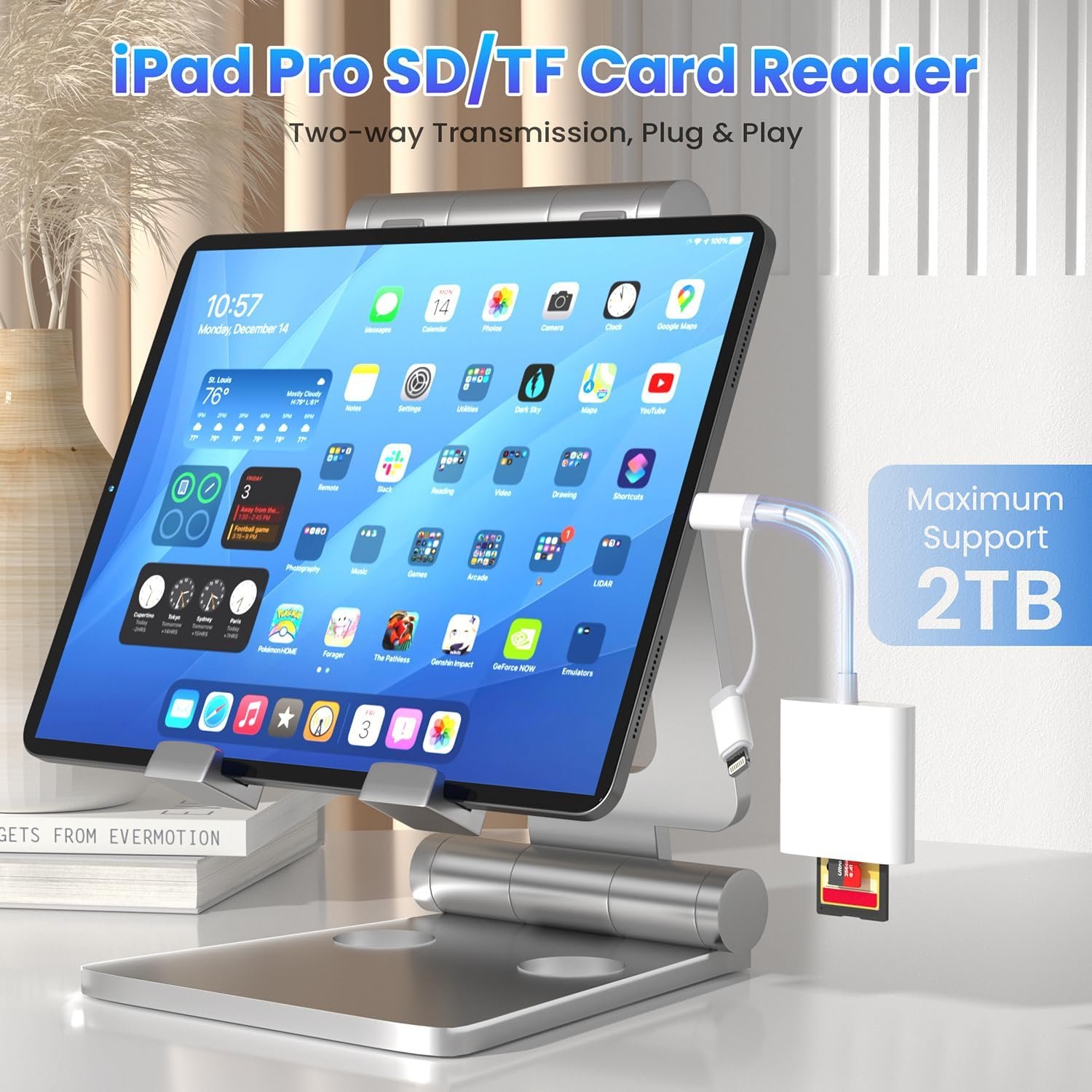 iPhone SD Card Reader, USB C to SD/Micro SD Card Reader Adapter 2 in 1 SD Card Adapter, External Memory Card Reader for iPhone 16/15/14/13, Macbook, Galaxy - Image 3