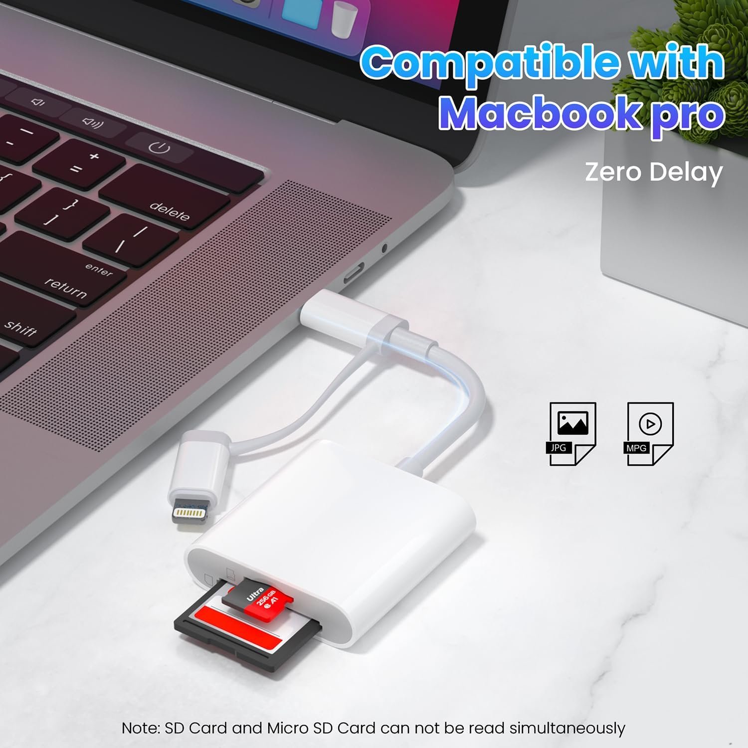 iPhone SD Card Reader, USB C to SD/Micro SD Card Reader Adapter 2 in 1 SD Card Adapter, External Memory Card Reader for iPhone 16/15/14/13, Macbook, Galaxy - Image 6