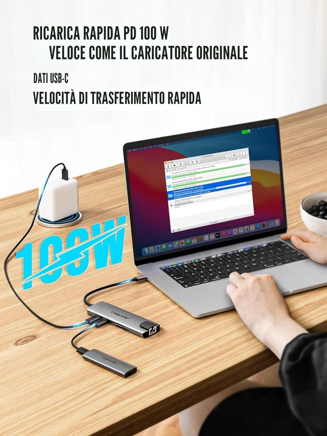Lemorele USB C Hub with Ethernet RJ45 1000M - 10 en 1 Aluminium Case Adapter USB C Hub to HDMI 4K, 3 USB-A 3.0, PD 100W, SD/TF, USB-C Data for Macbook Air/Pro, iPad, Windows, Switch - Image 4