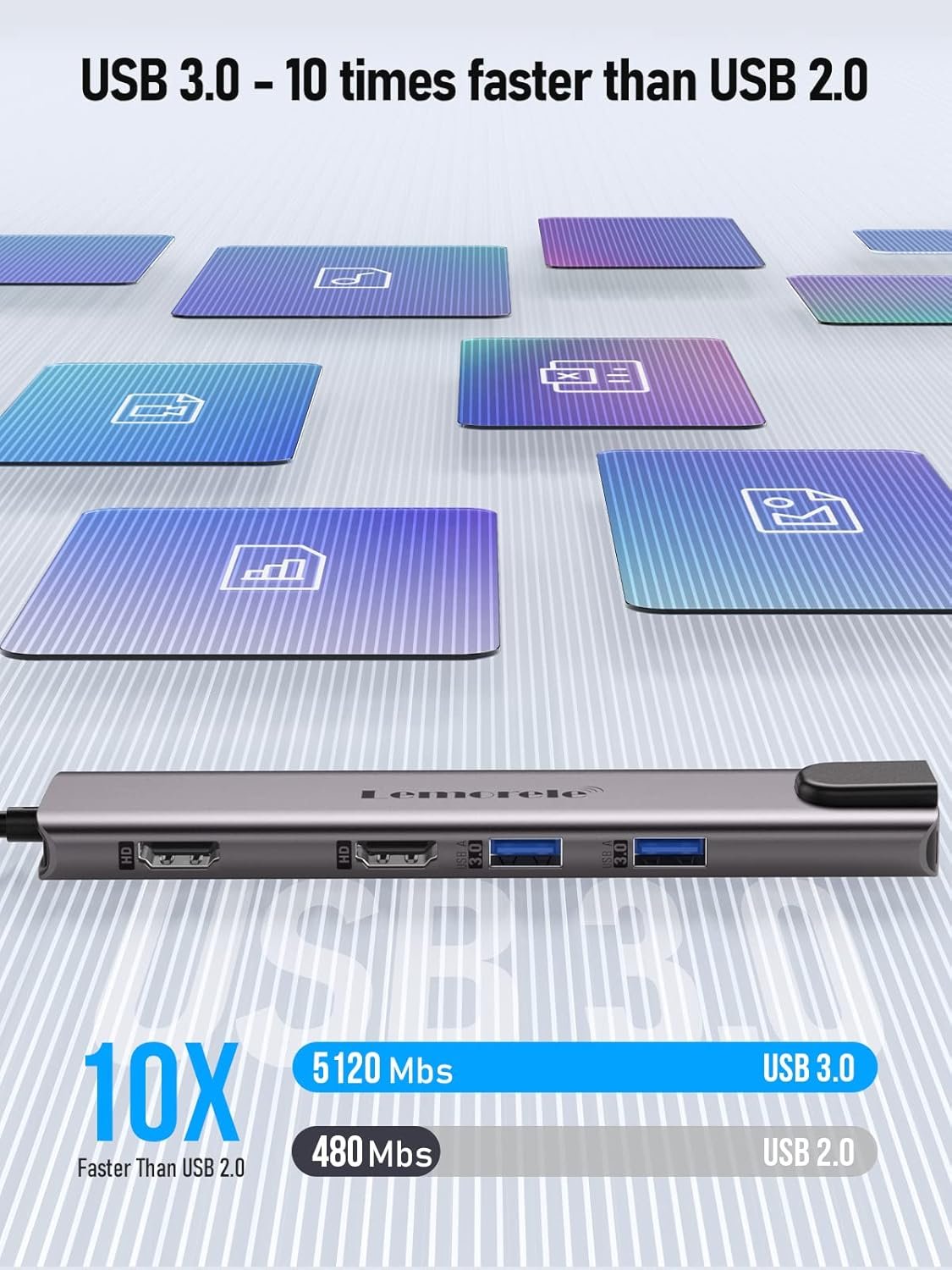 Aluminium Docking Station USB C Hub 2 HDMI 4K Ethernet Gigabit, 4 USB 3.0/2.0, USB-C 3.0, PD100W, SD TF, 1000M RJ45 Lan Dual HDMI Dock Usbc Dual Monitor Multiport Adapter MacBook Lemorele 11in1 - Image 7