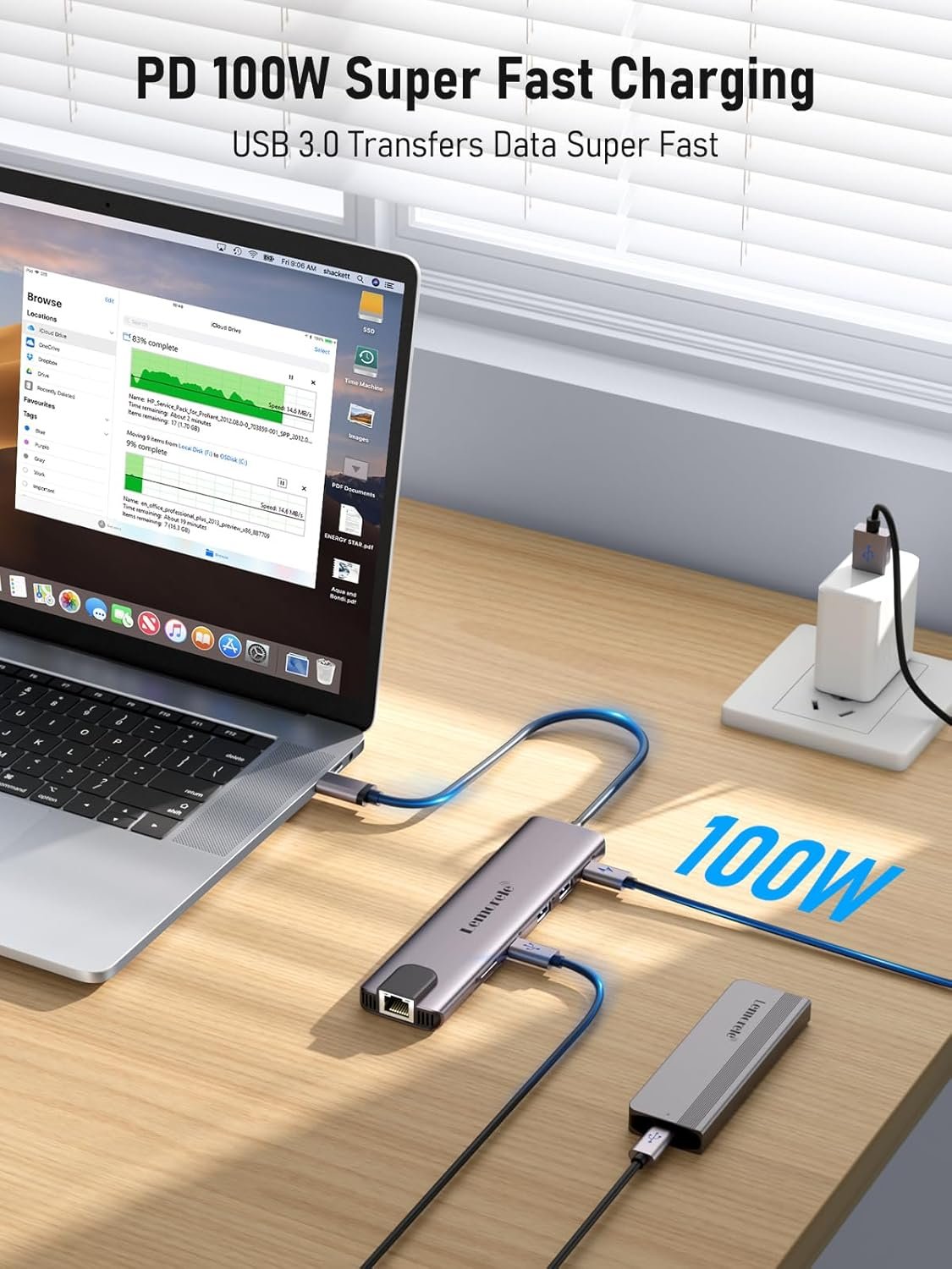 Aluminium Docking Station USB C Hub 2 HDMI 4K Ethernet Gigabit, 4 USB 3.0/2.0, USB-C 3.0, PD100W, SD TF, 1000M RJ45 Lan Dual HDMI Dock Usbc Dual Monitor Multiport Adapter MacBook Lemorele 11in1 - Image 8