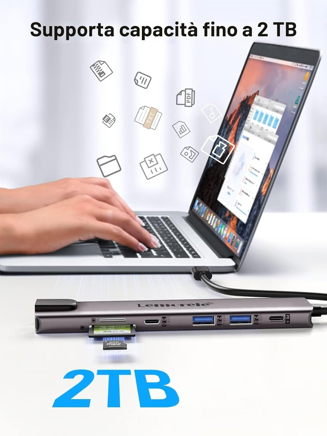 Aluminium Docking Station USB C Hub 2 HDMI 4K Ethernet Gigabit, 4 USB 3.0/2.0, USB-C 3.0, PD100W, SD TF, 1000M RJ45 Lan Dual HDMI Dock Usbc Dual Monitor Multiport Adapter MacBook Lemorele 11in1 - Image 9
