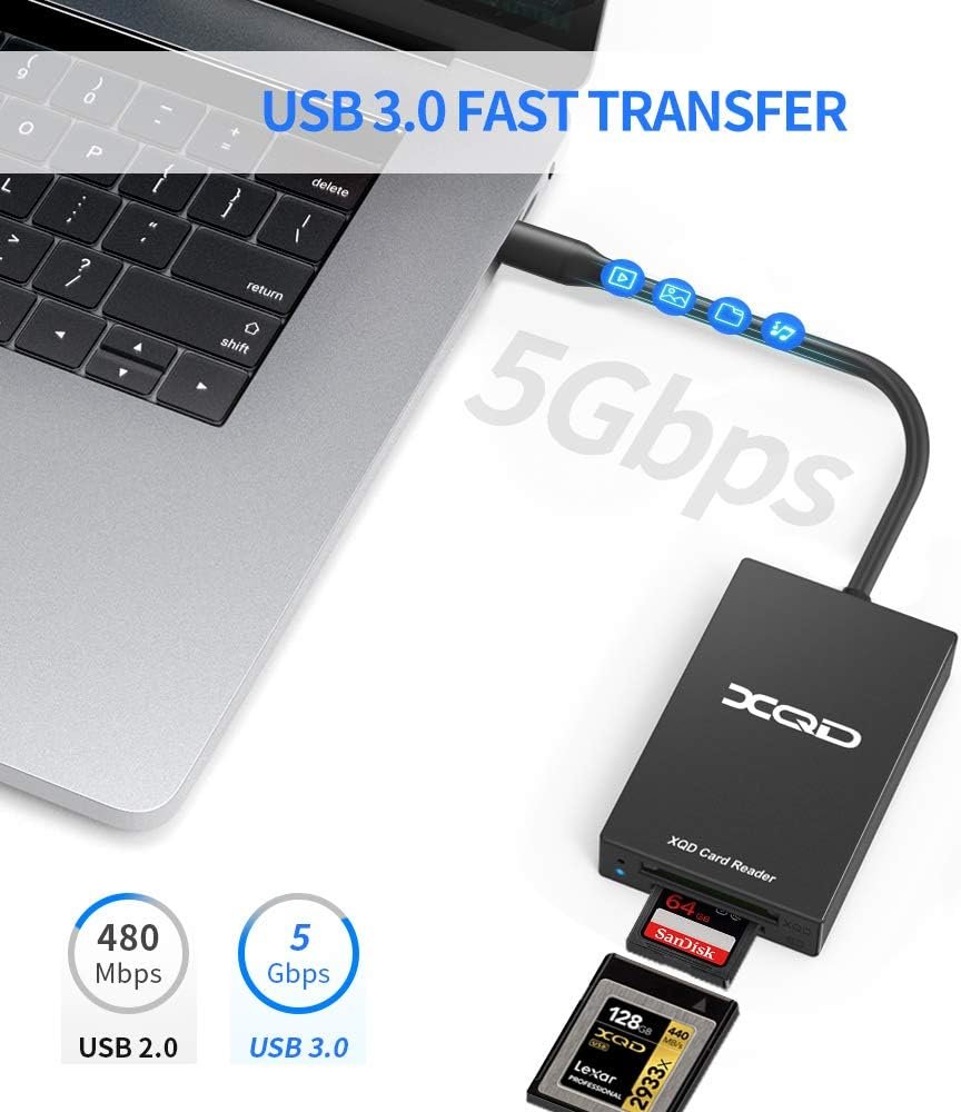 Rocketek XQD SD Card Reader, Type C XQD/SD Card Reader Dual Slot Memory Card Reader Compatible with Sony G/M Series, Lexar USB Mark Card, Sony G Series, SD Card/SDHC Card for Windows/Mac OS - Image 4