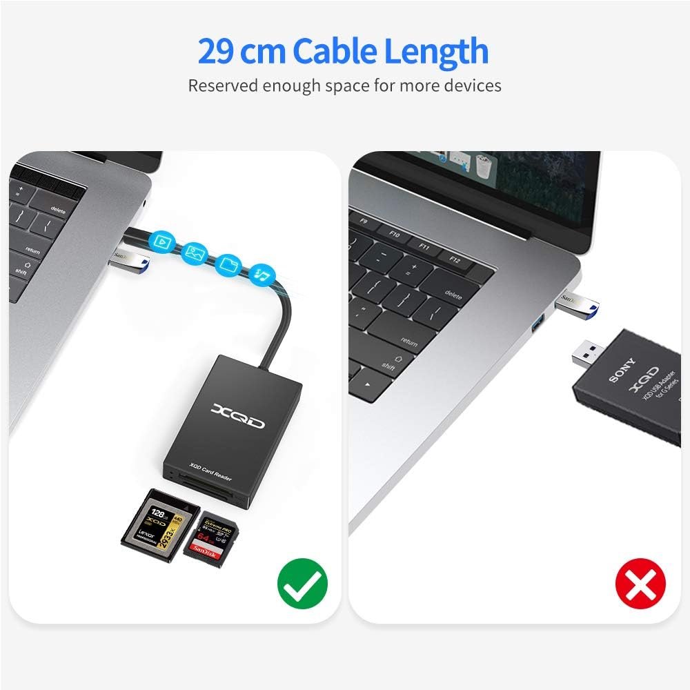 Rocketek XQD SD Card Reader, Type C XQD/SD Card Reader Dual Slot Memory Card Reader Compatible with Sony G/M Series, Lexar USB Mark Card, Sony G Series, SD Card/SDHC Card for Windows/Mac OS - Image 7