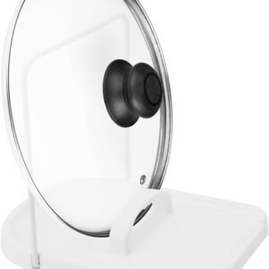 APOMOONS - Portapentole Salvaspazio, Pentole da Cucina, Mestoli da Appoggio, Portaposate da Cucina, Adatto per Coperchi 16-34 cm, ABS, Bianco