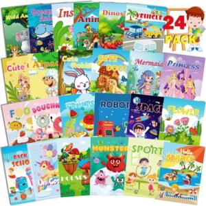 Aannanl 24 mini libri da colorare adattati per bambini dai 2 ai 4 anni e dai 4 agli 8 anni, piccoli regali per feste, regali completi, riempitivi per sacchetti regalo, attività scolastiche in classe