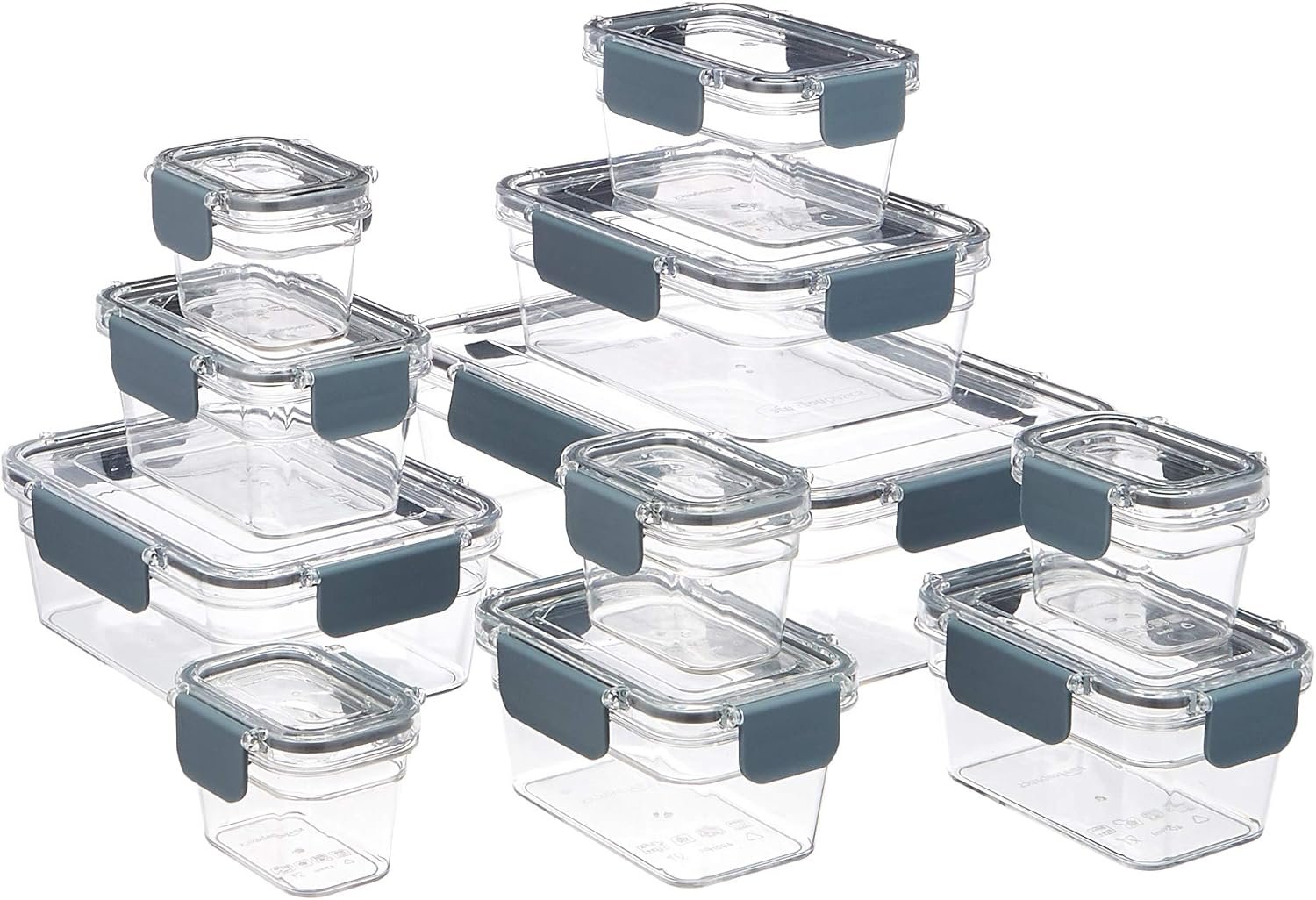 Amazon Basics 22 contenitori per alimenti in plastica trasparente Tritan con chiusura in Tritan