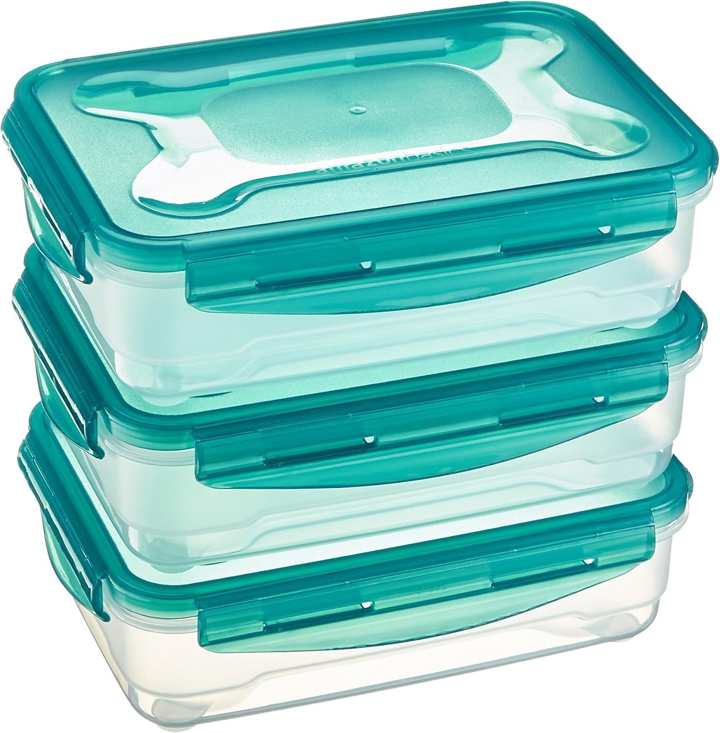 Amazon Basics Contenitori ermetici per alimenti da 1,2 litri con coperchio, Contenitori per alimenti in plastica senza BPA per frigorifero, congelatore, microonde e lavastoviglie, Trasparente