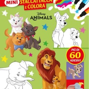 Animali Disney. Mini staccattacca e colora. Con adesivi. Ediz. un colore