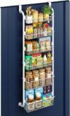 Avilia - Scaffale dietro la porta a 6 ripiani - Organizer per bagno e cucina con ventose antiscivolo - Scaffale verticale salvaspazio per spezie, detersivi, shampoo - Installazione senza foratura, senza foratura