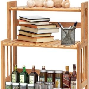 Avilia Scaffale in Bambù 3 Ripiani 42 x 18 x 53 cm - Organizzatore Multiuso, Capacità 20 kg - Scaffale Stabile ed Ecologico, Facile da Montare - per Bagno, Cucina o Ufficio