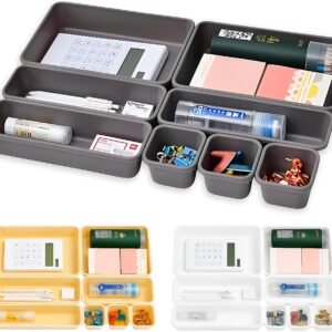 Avilia - Set di 8 Cassetti Organizzatori in Polipropilene Resistente per Cucina, Ufficio e Bagno, Design Modulare per Oggetti di Varie Dimensioni, Facile da Pulire e Salvaspazio