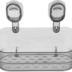 BESPORTBLE Trasparente Grigio Ventosa Doccia Caddy Scaffale Portaoggetti in plastica Bagno Cucina Organizzatore a parete Senza foratura Porta accessori per shampoo