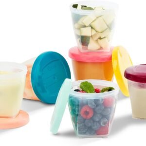Babymoov A004309 Babybols Set of Six Airtight Food Storage Jars, 250 ml, ‎Multicoloured, ‎10.41 x 14.5 x 11.5 cm; 8 oz