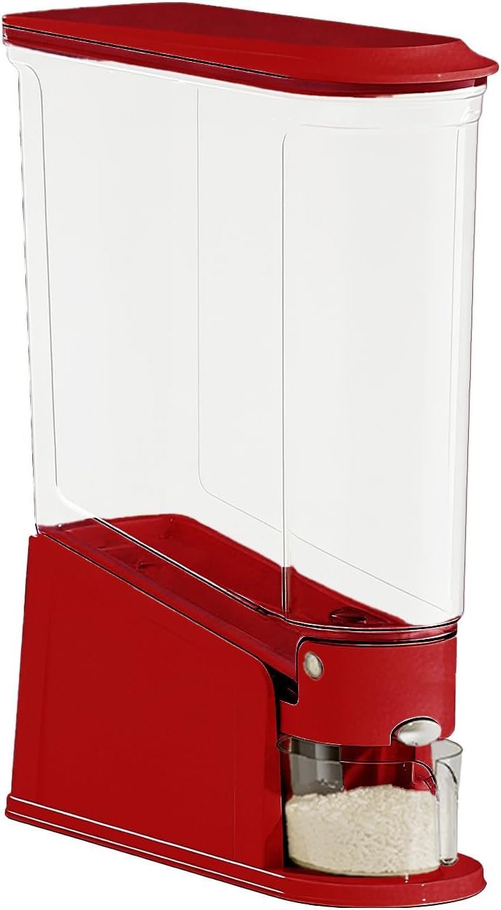Contenitore ermetico per riso – Design con supporto per cereali di grande capacità, hardware per misurini di precisione, accessorio per farina e cereali a prova di perdite, dispensa e attrezzatura da