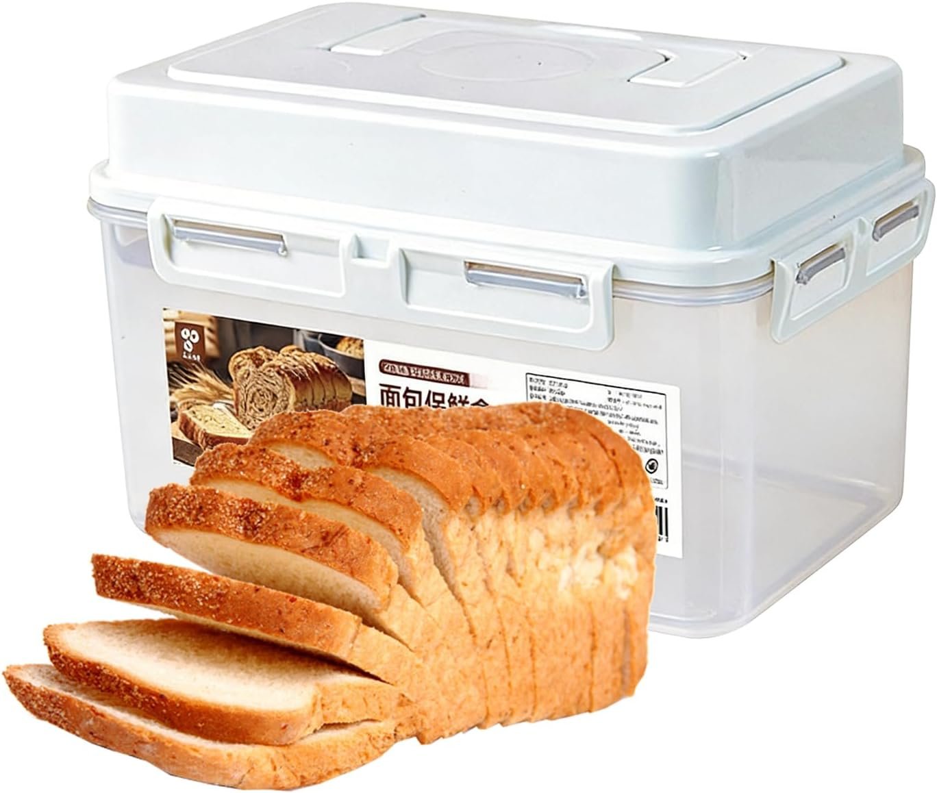 Contenitore per il pane, Organizzatore per pane trasparente ed ermetico, Contenitore per il pane con coperchio e maniglia - per frigorifero, congelatore, cucina e dispensa